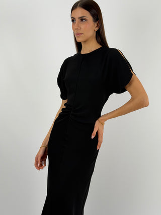 Abito Lungo Lumina con Arricciatura Nero