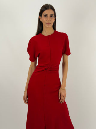 Abito Lungo Lumina con Arricciatura Rosso