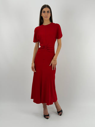 Abito Lungo Lumina con Arricciatura Rosso