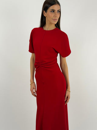 Abito Lungo Lumina con Arricciatura Rosso