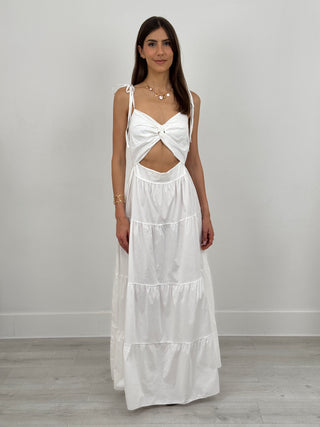 Abito Lungo con Cut Out Paxos Bianco