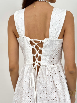 Abito Lungo in Sangallo Naxos Bianco