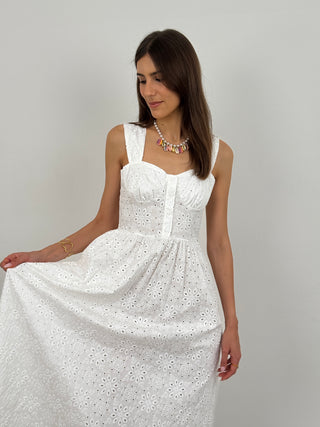 Abito Lungo in Sangallo Naxos Bianco