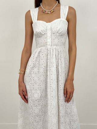 Abito Lungo in Sangallo Naxos Bianco