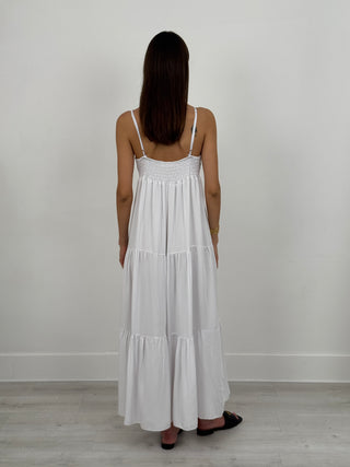 Abito Lungo a Balze Mi Amor Bianco