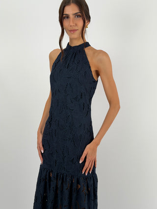 Abito in Pizzo Blu con Balza Lumina