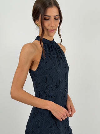 Abito in Pizzo Blu con Balza Lumina