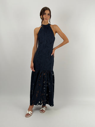 Abito in Pizzo Blu con Balza Lumina