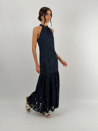 Abito in Pizzo Blu con Balza Lumina