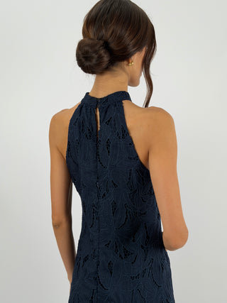 Abito in Pizzo Blu con Balza Lumina