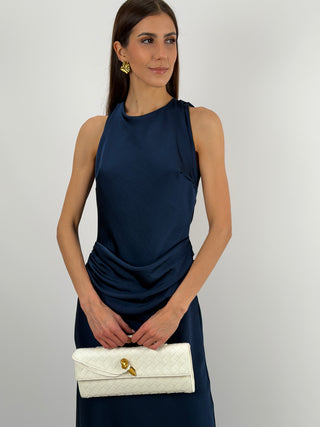 Abito Lungo con Fascia in Vita Blu