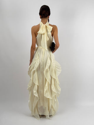 Abito in Chiffon con Volant Avorio