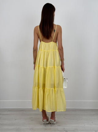 Abito Lungo con Maxi Balze Giallo