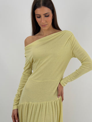 Abito Lungo in Jersey Giallo