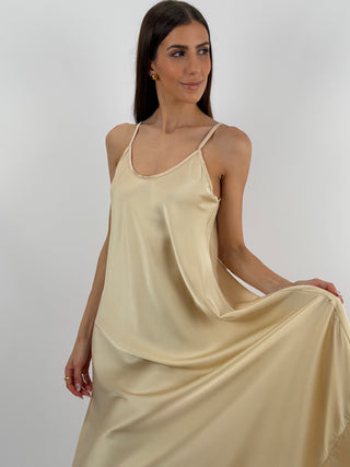 Abito Lungo in Satin Champagne