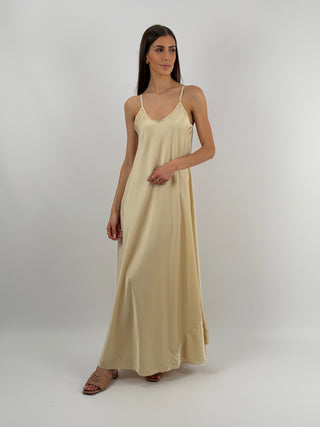 Abito Lungo in Satin Champagne