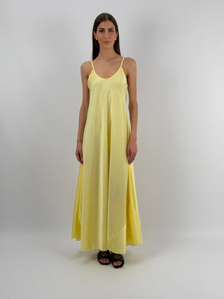 Abito Lungo in Satin Giallo