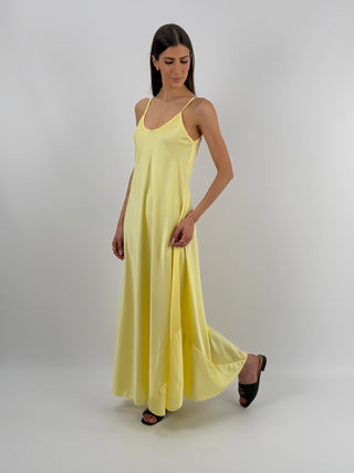 Abito Lungo in Satin Giallo
