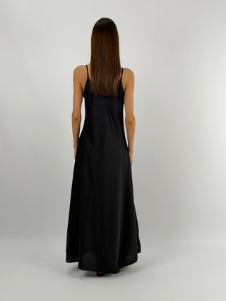Abito Lungo in Satin Nero