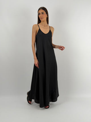 Abito Lungo in Satin Nero