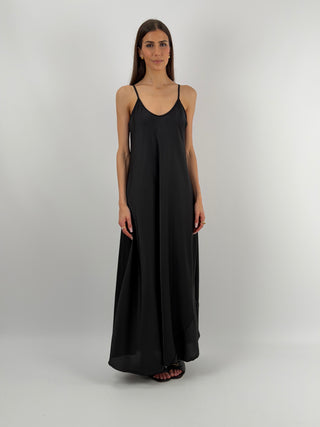 Abito Lungo in Satin Nero