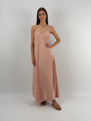Abito Lungo in Satin Rosa Antico