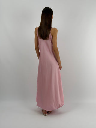 Abito Lungo in Satin Rosa