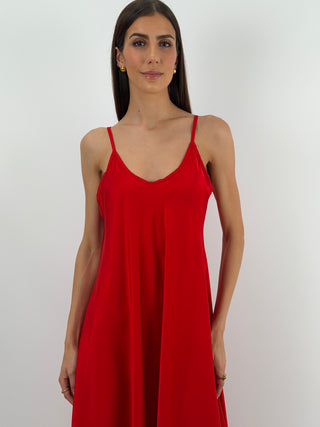 Abito Lungo in Satin Rosso