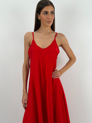 Abito Lungo in Satin Rosso