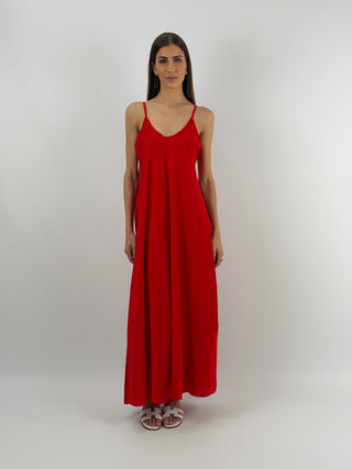 Abito Lungo in Satin Rosso