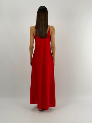 Abito Lungo in Satin Rosso