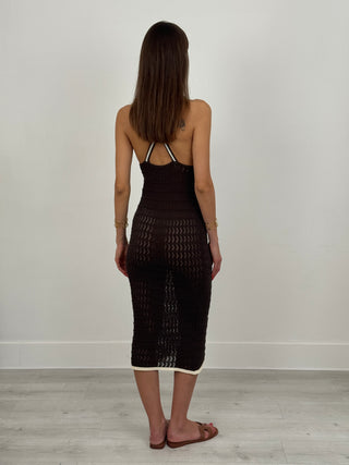 Abito Lungo Crochet Dora Marrone