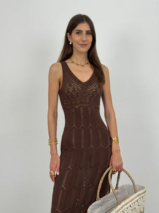 Abito Crochet Tropez Marrone