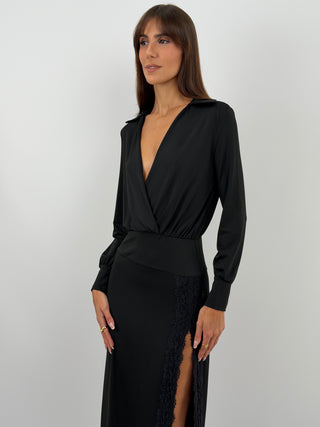 Robe Longue avec Fente Noire