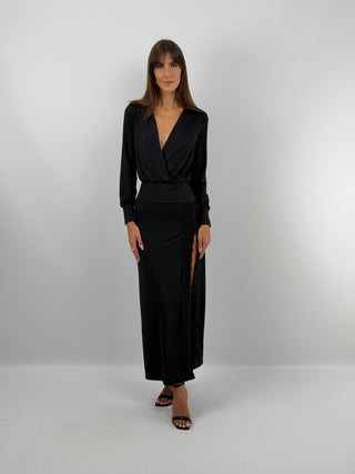 Robe Longue avec Fente Noire