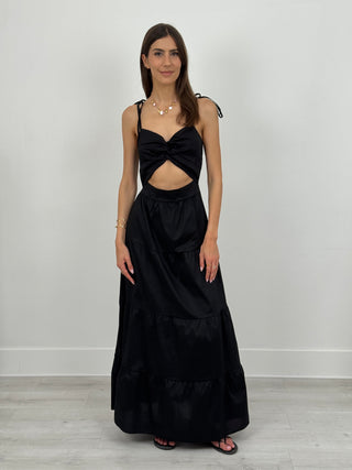 Abito Lungo con Cut Out Paxos Nero