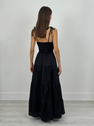 Abito Lungo con Cut Out Paxos Nero