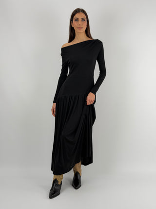 Abito Lungo in Jersey Nero