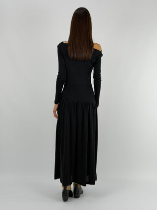 Abito Lungo in Jersey Nero