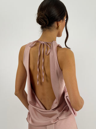 Abito Lungo con Fascia in Vita Rosa