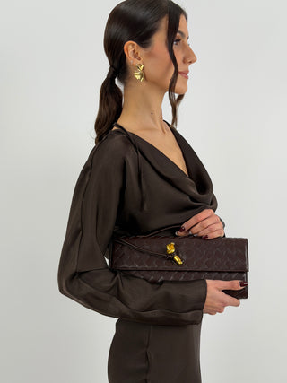 Abito Corto Satin Marrone