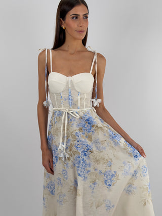 Abito con Fiori Azzurri