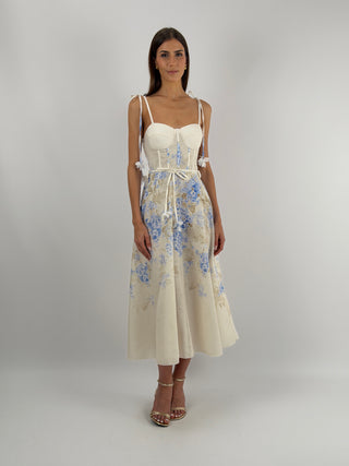 Abito con Fiori Azzurri