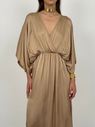 Abito Midi Iside in Satin Beige