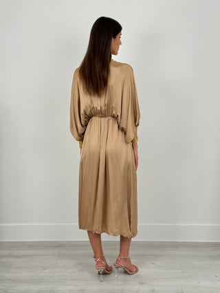 Abito Midi Iside in Satin Beige