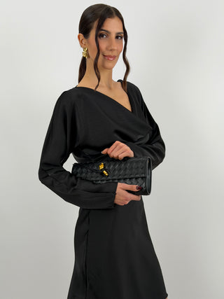 Abito Corto Satin Nero