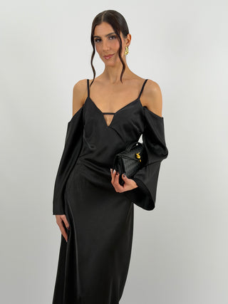 Abito Lungo con Spalle Scoperte Nero