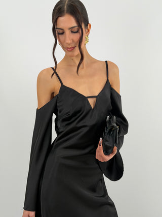 Abito Lungo con Spalle Scoperte Nero