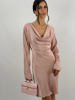 Abito Corto Satin Rosa