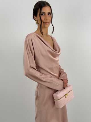 Abito Corto Satin Rosa